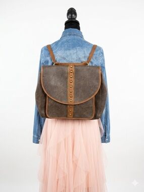 Bandana by American West Distressed Leather Studded Backpack - Large & Roomy